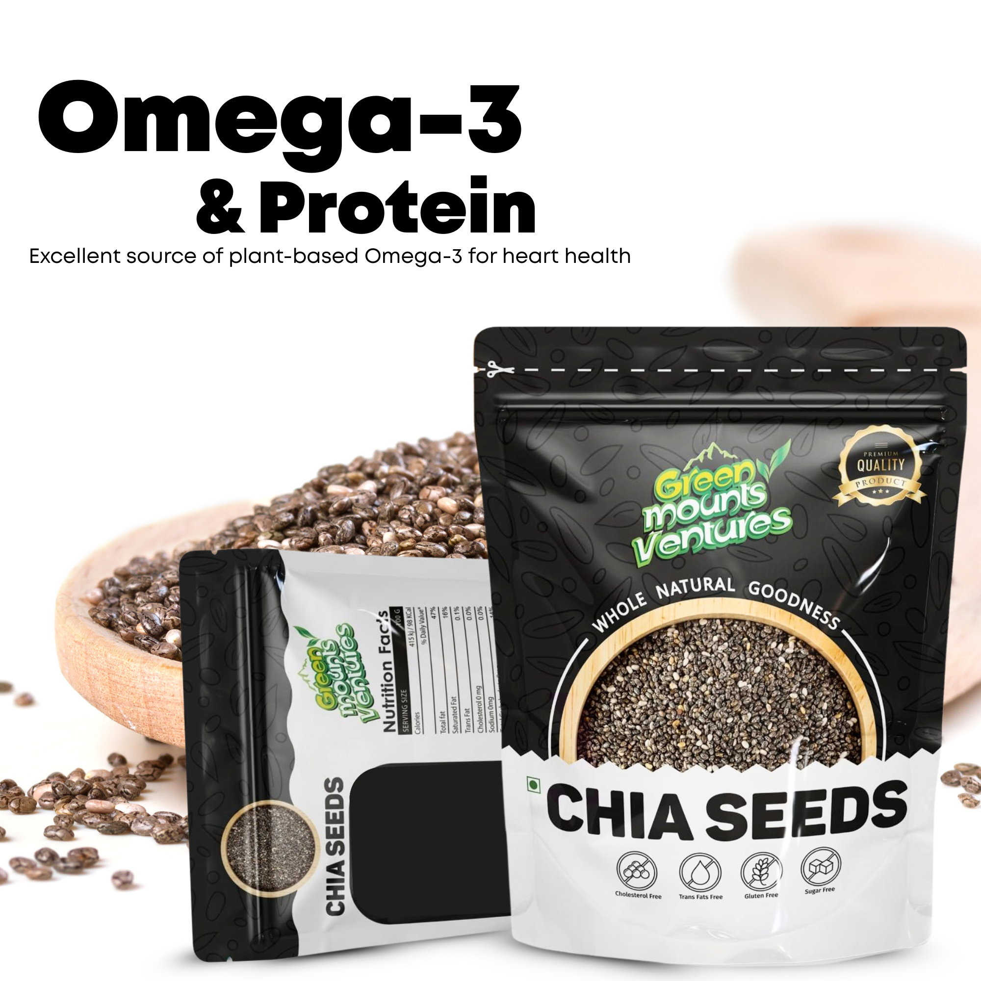 Organic Chia Seeds – Rich in Omega-3 & Fiber