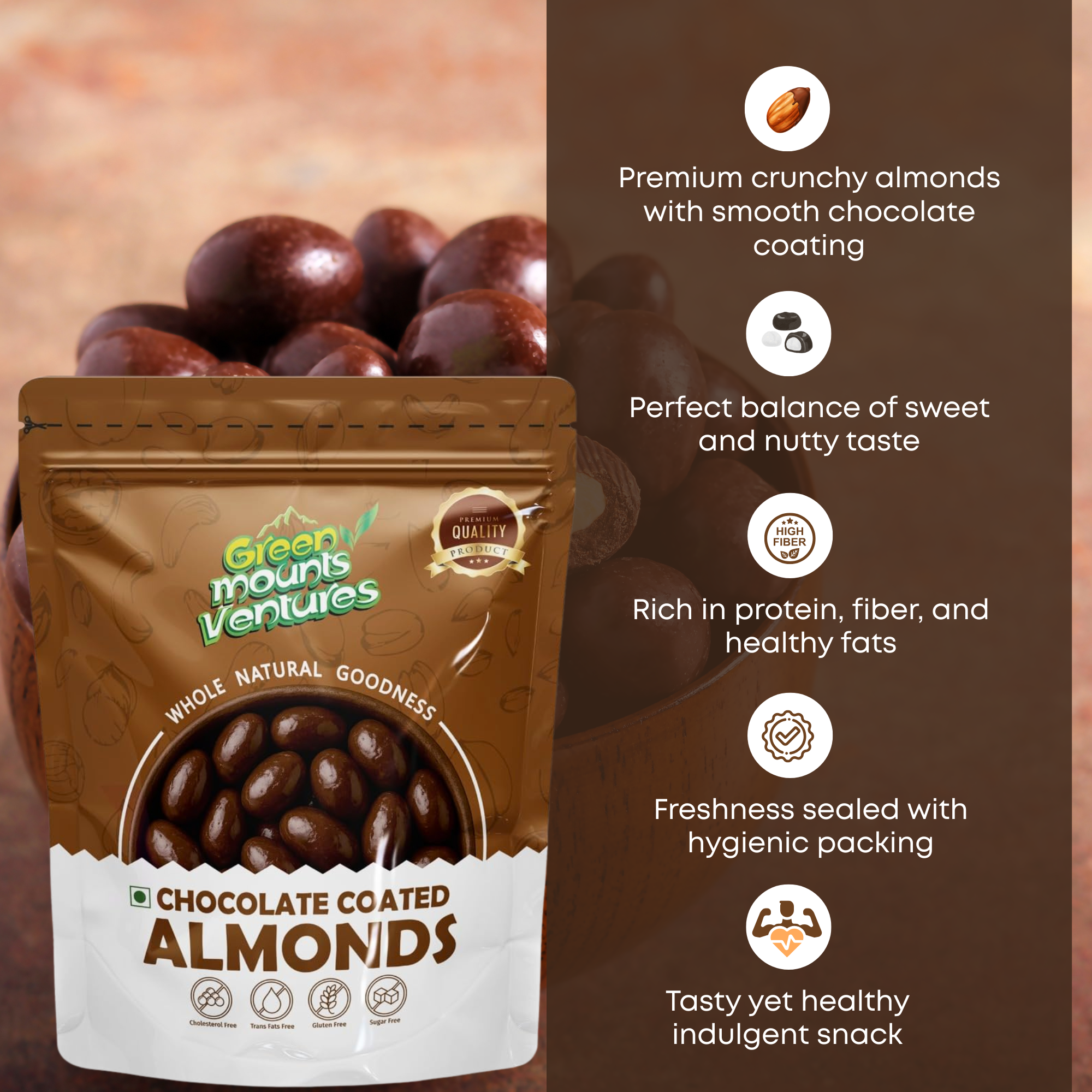 Premium Chocolate Coated Almonds – Crunchy & Decadent