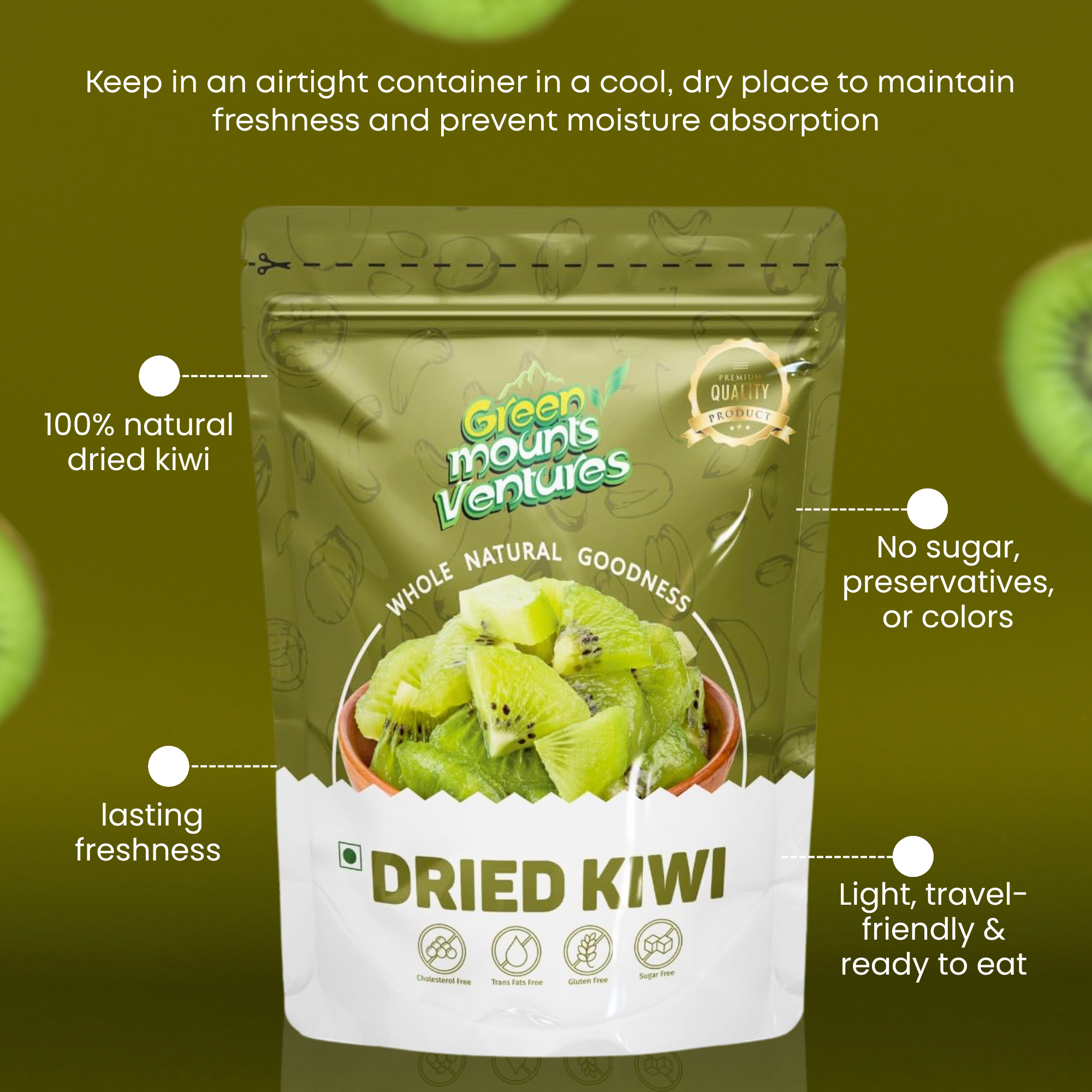 Premium Quality Dried Kiwi – Tangy & Nutritious Delight