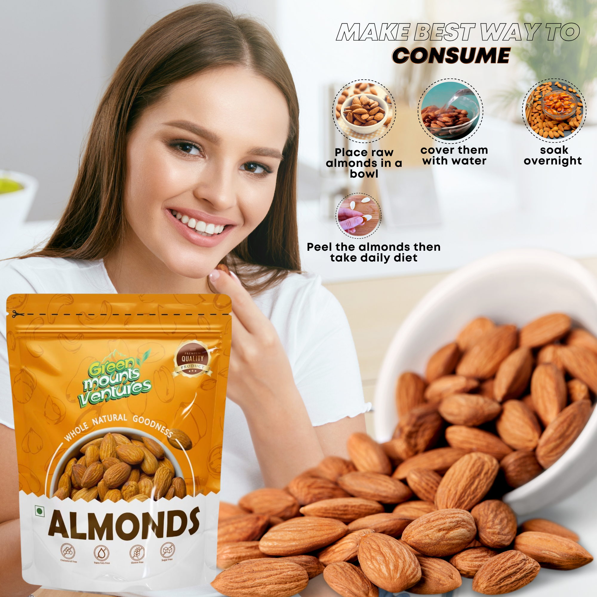 Organic Premium California Almonds – Protein & Fiber Rich