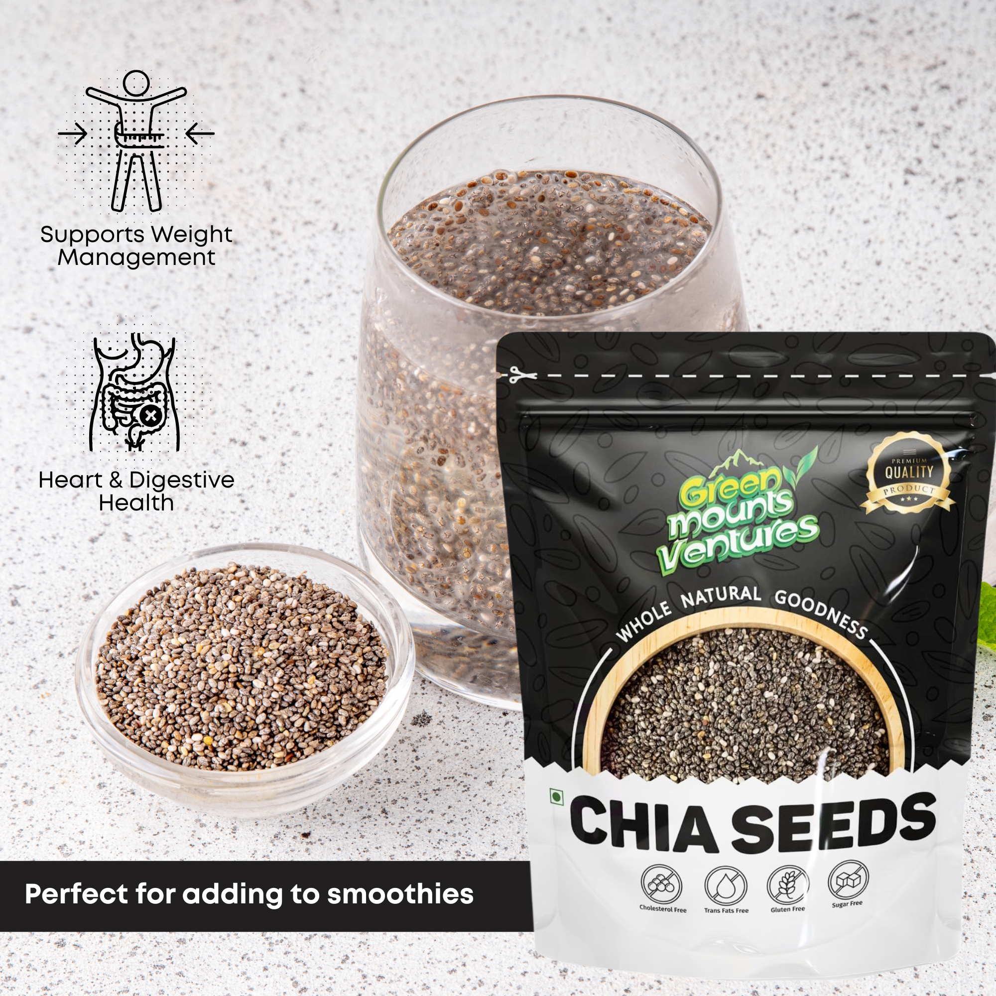 Organic Chia Seeds – Rich in Omega-3 & Fiber