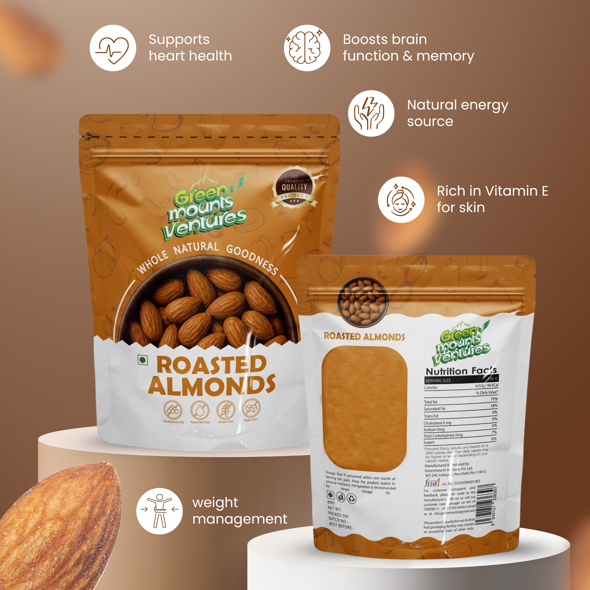Premium Quality Roasted Almonds – Energy & Wellness Booster