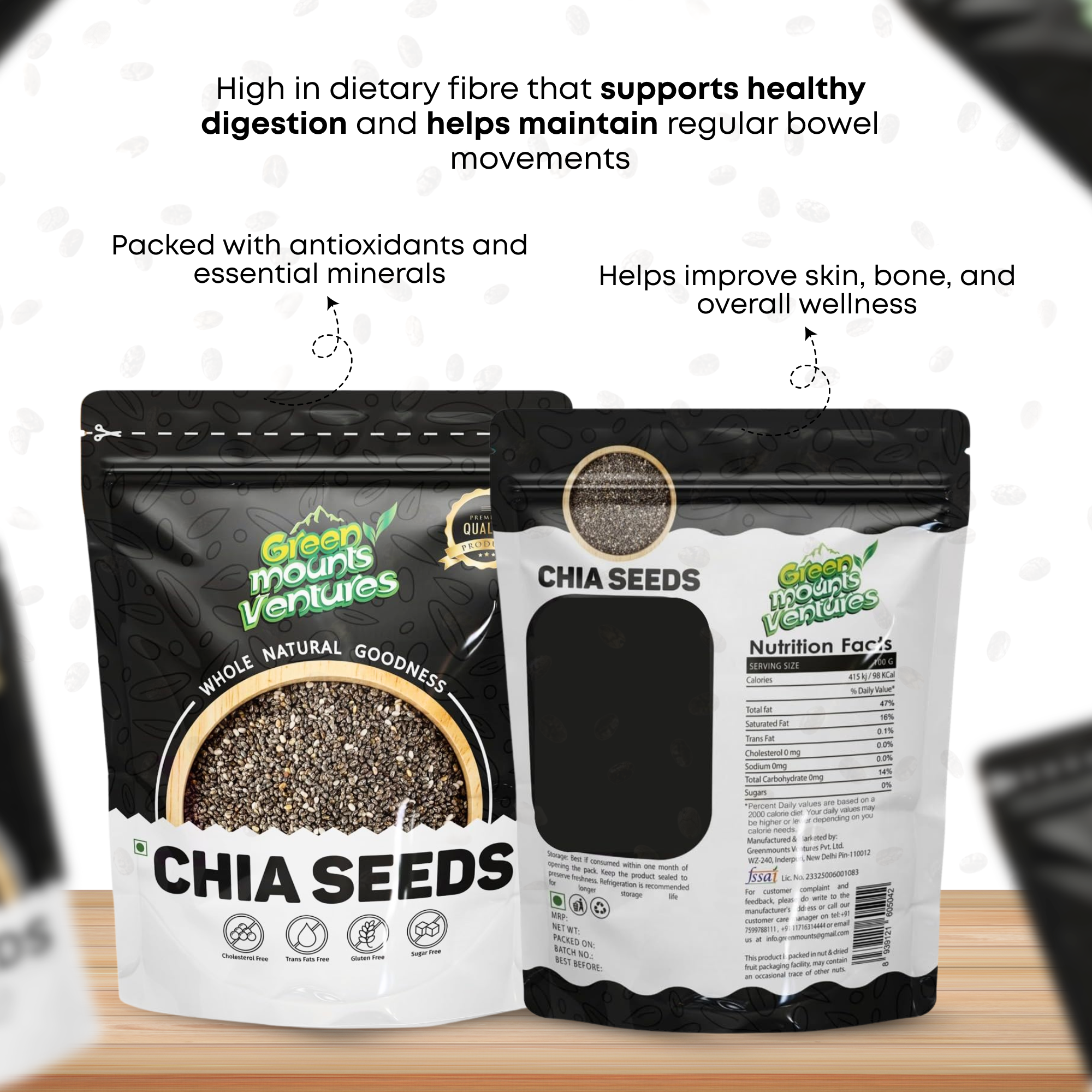 Organic Chia Seeds – Rich in Omega-3 & Fiber