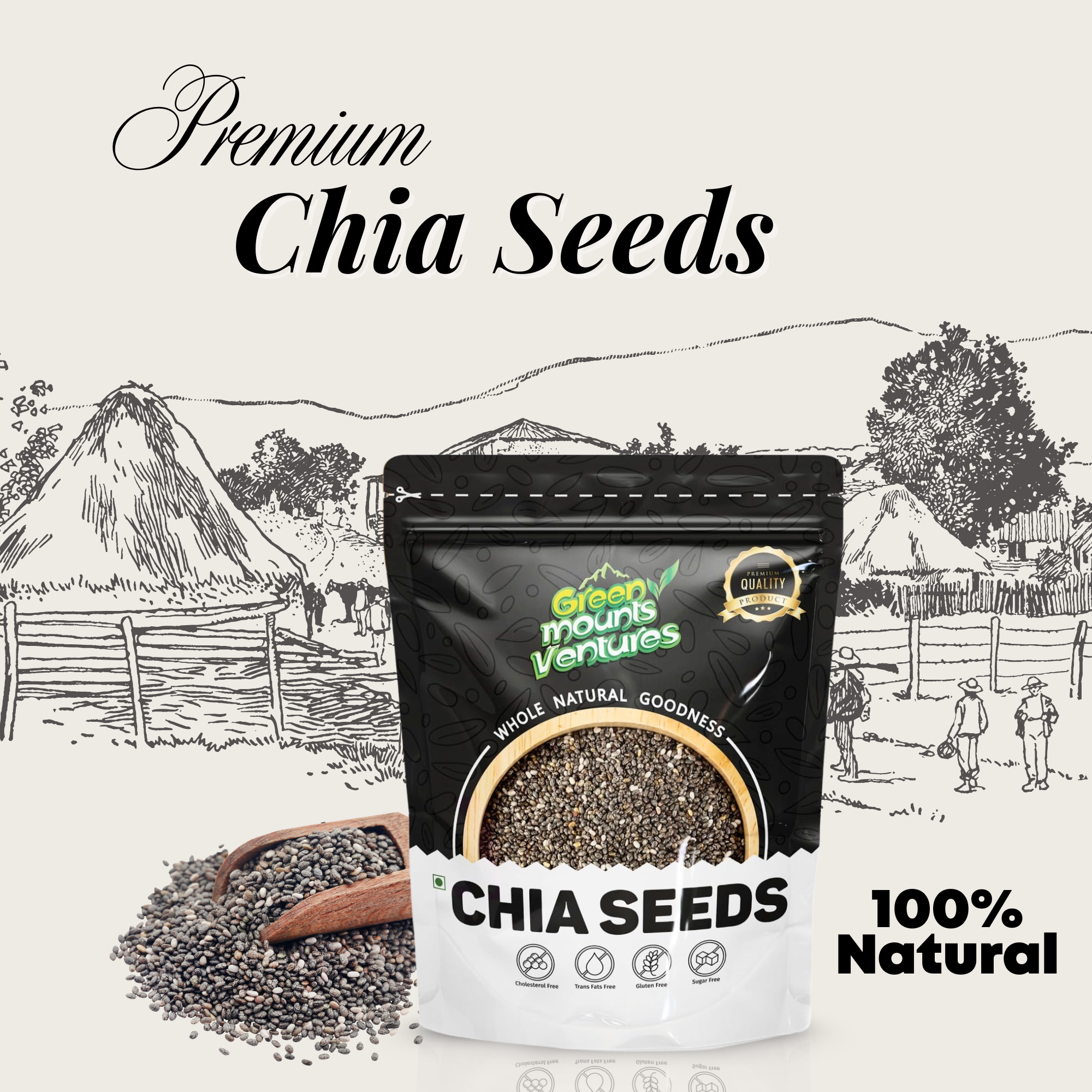 Organic Chia Seeds – Rich in Omega-3 & Fiber
